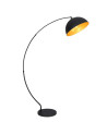 Lámpara de pie de arco de 182cm en metal negro y pan de oro E27 60W