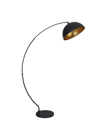 182cm Arched floor lamp in black metal and gold leaf E27 60W
