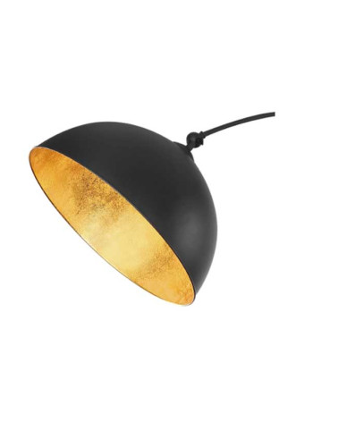 Lámpara de pie de arco de 182cm en metal negro y pan de oro E27 60W
