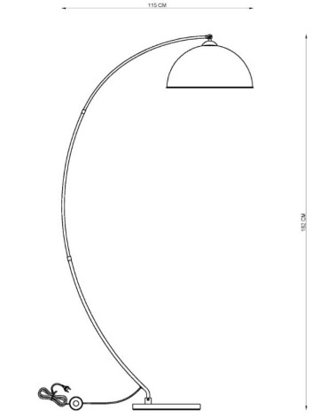 182cm Arched floor lamp in black metal and gold leaf E27 60W