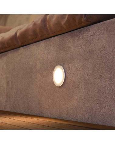 Round recessed indicator light, 10.5cm, white aluminum and glass, 4.5W LED, IP66, CCT switch, 2700K/3200K/4000K