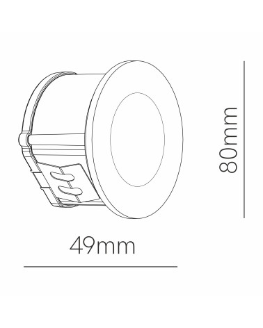 Round recessed indicator light, 10.5cm, white aluminum and glass, 4.5W LED, IP66, CCT switch, 2700K/3200K/4000K