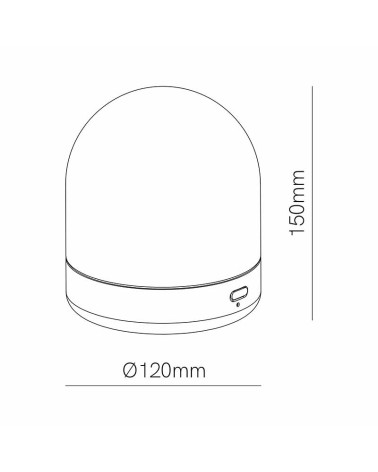 Portable adjustable outdoor lamp, brushed gold dome, IP54, battery rated, 2200K