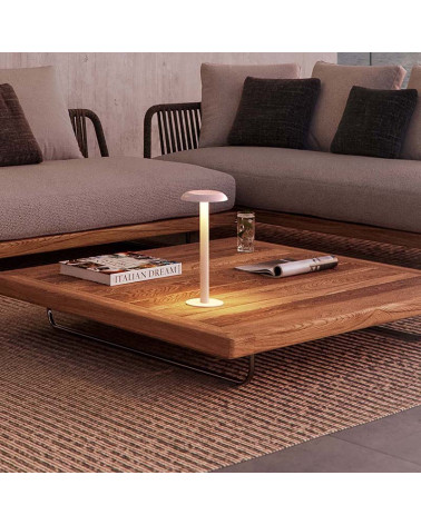 Lámpara de mesa de exterior regulable portátil IP65 CCT con bateria 35 cm color blanco negro dorado y cobre
