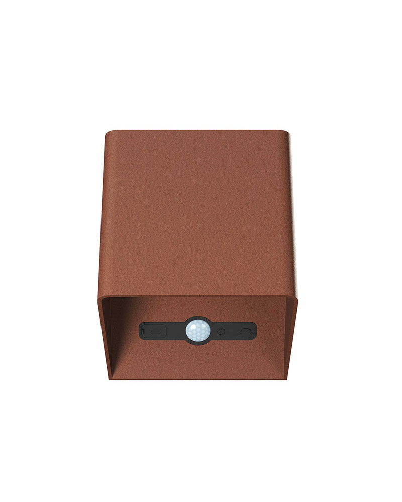 Aplique de exterior con batería 10cm Luz superior e inferior LED 6W Aluminio con sensor de presencia blanco negro corten
