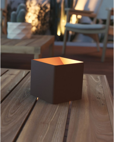 Aplique de exterior con batería 10cm Luz superior e inferior LED 6W Aluminio con sensor de presencia blanco negro corten
