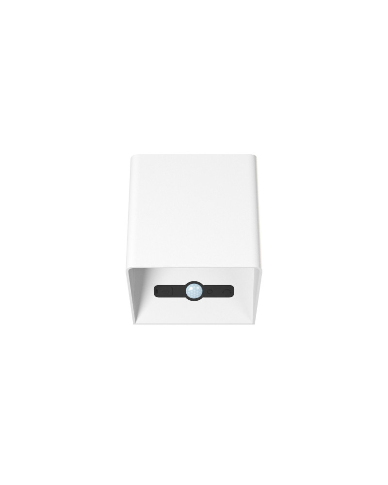 Outdoor wall light with battery, 10cm, top and bottom LED 6W, aluminum with presence sensor, white/black corten