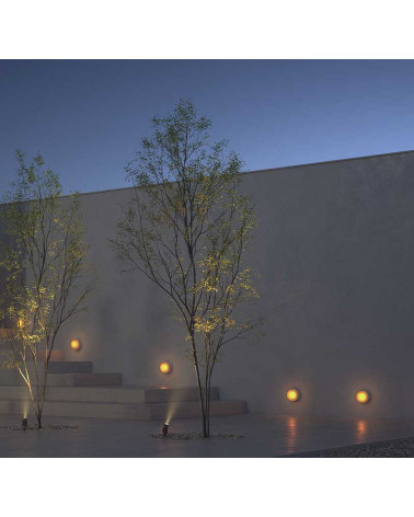 Aplique pared de exterior metraqrilato naranja redondo IP65 CCT 600Lm