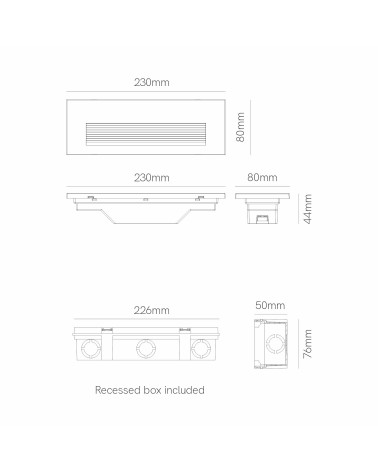 Bañador de pared de empotrable 5W LED 20cms corten IP65 de 2700K / 3200K / 4000K