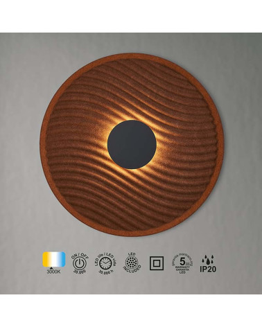 Aplique de Pared Moderno Circular LED 5W 3000K Fonoabsorbente Marrón IP20