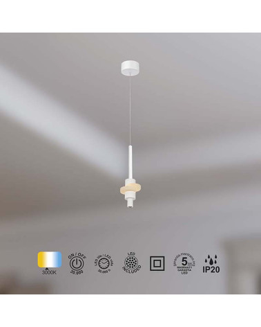 Lámpara Colgante Moderna LED 7W 3000K Acabado Blanco IP20