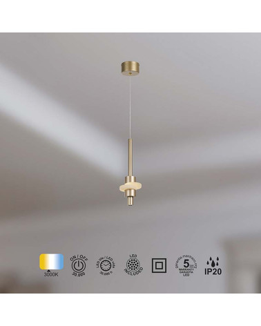Modern LED Pendant Lamp 7W 3000K Gold Finish IP20
