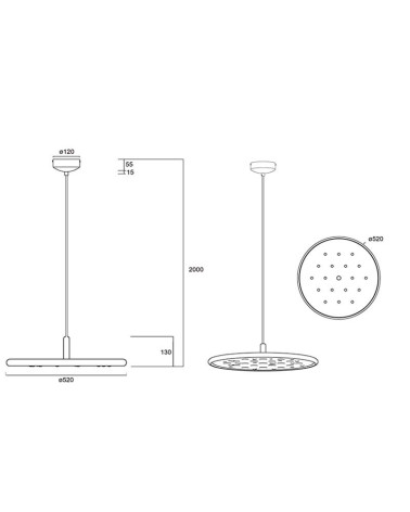 Modern LED Pendant Lamp 20W 3000K Dimmable Sound Absorbing Brown Finish