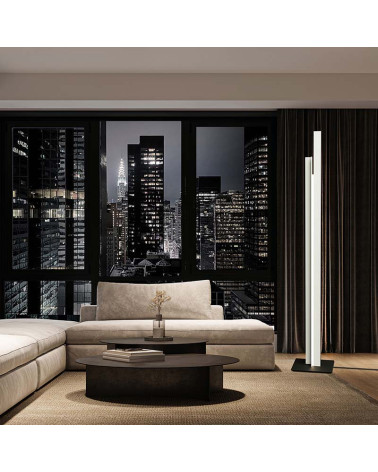 Minimalist white 48W LED floor lamp, 3000K warm white