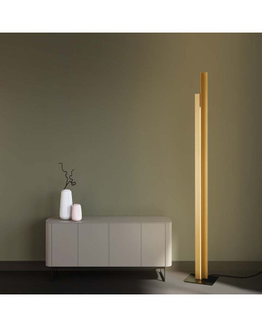 Minimalist LED 48W floor lamp in brass finish 3000K