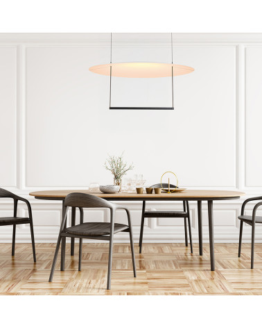Lámpara colgante dorada y cuatro tulipas de cristal LED 24W 3000K diseño mid-century moderno