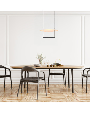 Lámpara colgante dorada y tulipa de cristal LED 6W 3000K diseño mid-century moderno