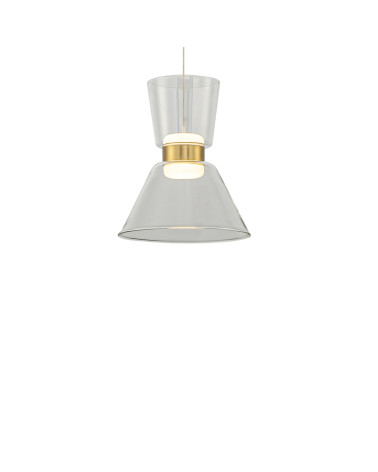 Lámpara colgante dorada y tulipa de cristal LED 6W 3000K diseño mid-century moderno