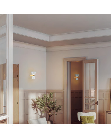 LED 6W up and down wall light, mid-century modern style, 3000K gold and crystal finish