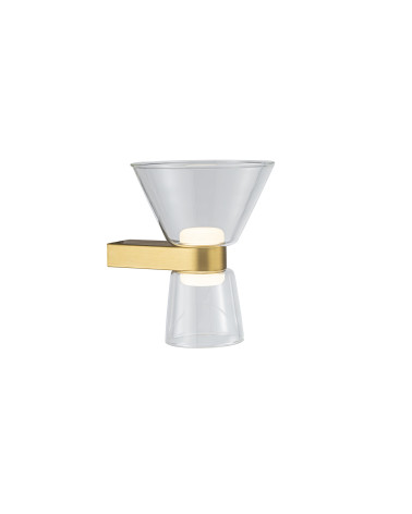 LED 6W up and down wall light, mid-century modern style, 3000K gold and crystal finish