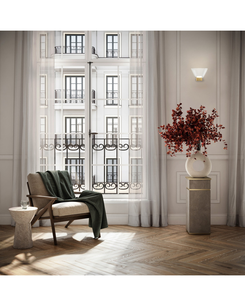 LED 5W uplight wall light, mid-century modern style, 3000K gold and crystal finish