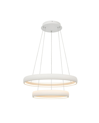 Two-ring LED pendant lamp 70W 3000K dimmable Triac white finish
