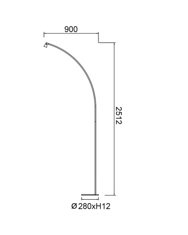 Lámpara decorativa de pie negra 250cm LED 8W luz cálida 3000K