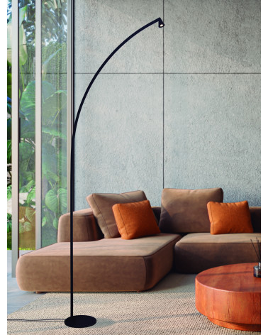 Lámpara decorativa de pie negra 250cm LED 8W luz cálida 3000K