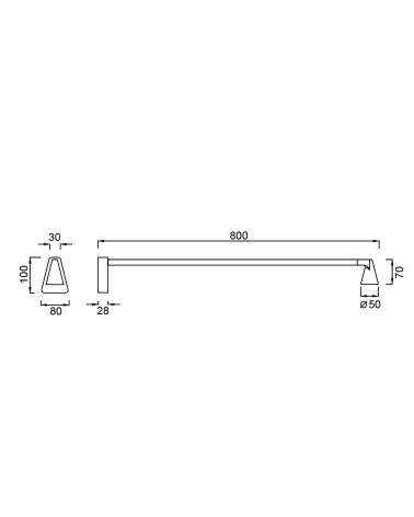 Aplique de pared elegante 80cm LED 5W 3000K negro