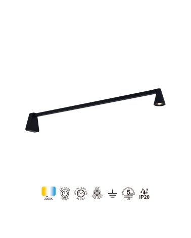 Aplique de pared elegante 60cm LED 5W 3000K negro