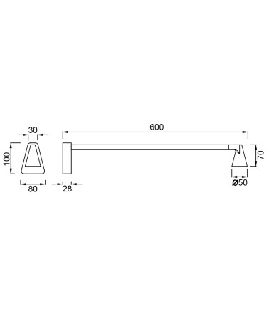 Elegant wall light 60cm LED 5W 3000K black