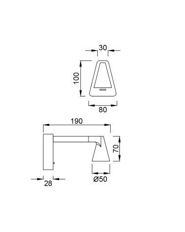 Aplique de pared elegante 19cm LED 5W 3000K negro