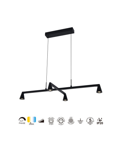 Lámpara de techo LED 21W intensidad de luz regulable 3000K color negro