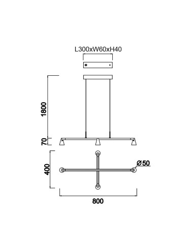 LED ceiling light 21W, adjustable light intensity 3000K, black