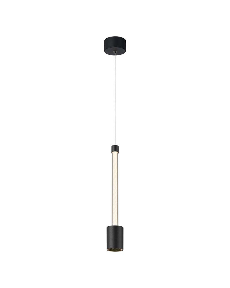 Slim LED 7W 3000K Black Minimalist Cylindrical Pendant Lamp