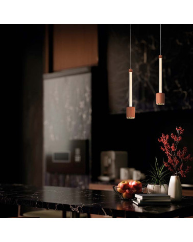 Slim LED 7W 3000K Black Minimalist Cylindrical Pendant Lamp