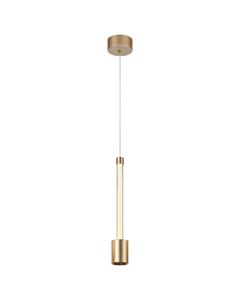 Minimalist Slim LED 7W 3000K Gold Cylindrical Pendant Lamp