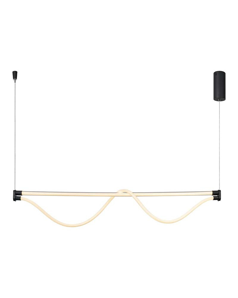 Linear LED Pendant Light 38W 3000K Flexible Black Silicone Hose 146cm IP20