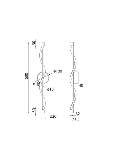 Modern LED Wall Light 7W 3000K Flexible Silicone Hose Gold 60cm IP20