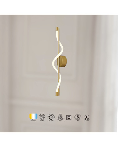 Modern LED Wall Light 7W 3000K Flexible Silicone Hose Gold 60cm IP20
