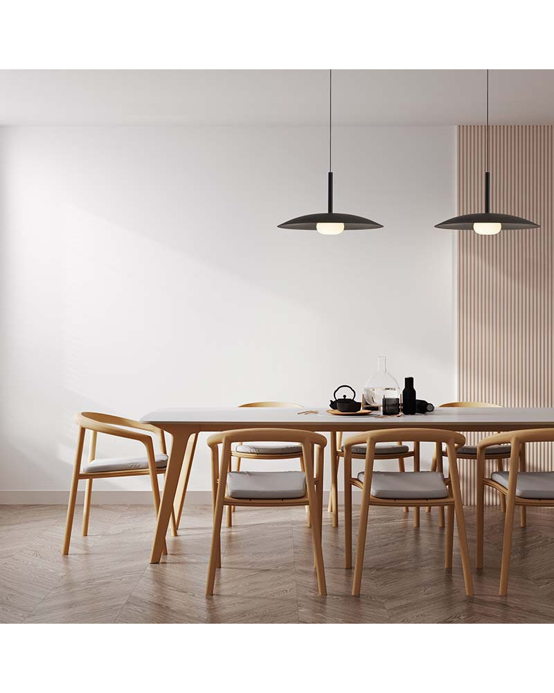 Lámpara Colgante Sube y Baja LED 12W 3000K Plato 46cm Negra IP20