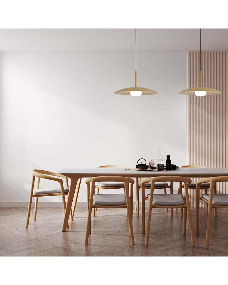 Lámpara Colgante Sube y Baja LED 12W 3000K Plato 46cm Oro Mate IP20