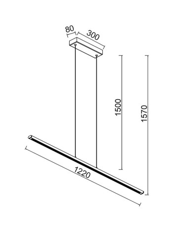 Ultra-Slim Linear LED Pendant Light 38W 3000K Minimalist Black 120cm IP20