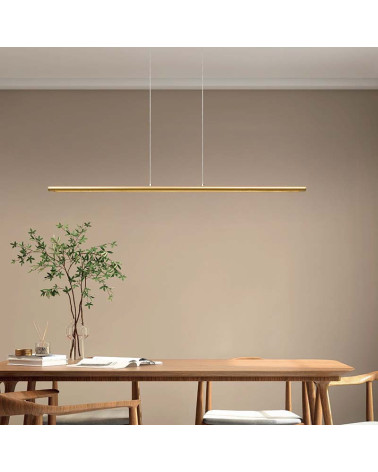 Lámpara Colgante Lineal Ultra-Slim LED 38W 3000K Oro Minimalista 120cm IP20
