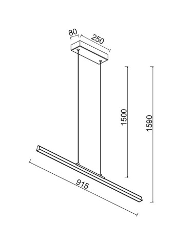 Linear Pendant Lamp Prismatic Profile LED 36W 3000K Black 91cm IP20