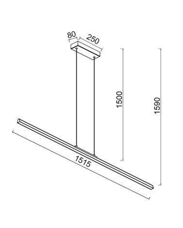 Lámpara Colgante Lineal Perfil Prismático LED 54W 3000K Negra 151cm IP20