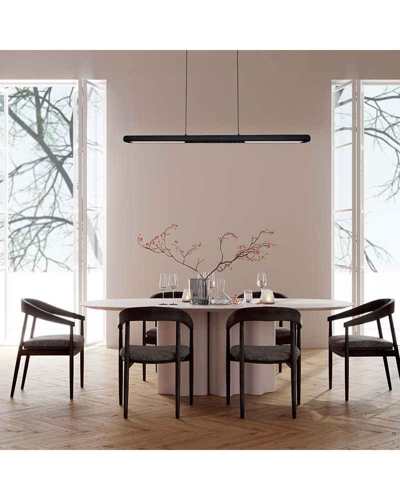Lámpara Colgante Lineal Perfil Cilíndrico Sube y Baja LED 24W 3000K Negro con Sensor Regulable 120cm IP20