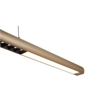 Linear Pendant Light, Cylindrical Profile, Up and Down LED, 24W 3000K Gold, with Dimmable Sensor, 120cm, IP20