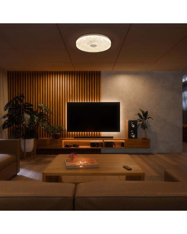 Modern LED Ceiling Light 45W CCT Dimmable Remote Control Ice Effect White 48cm IP20