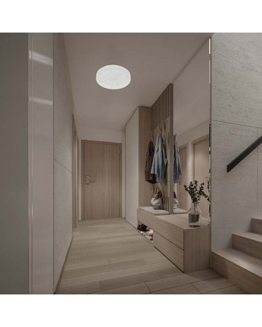 Modern LED Ceiling Light 45W CCT Dimmable Remote Control Ice Effect White 48cm IP20